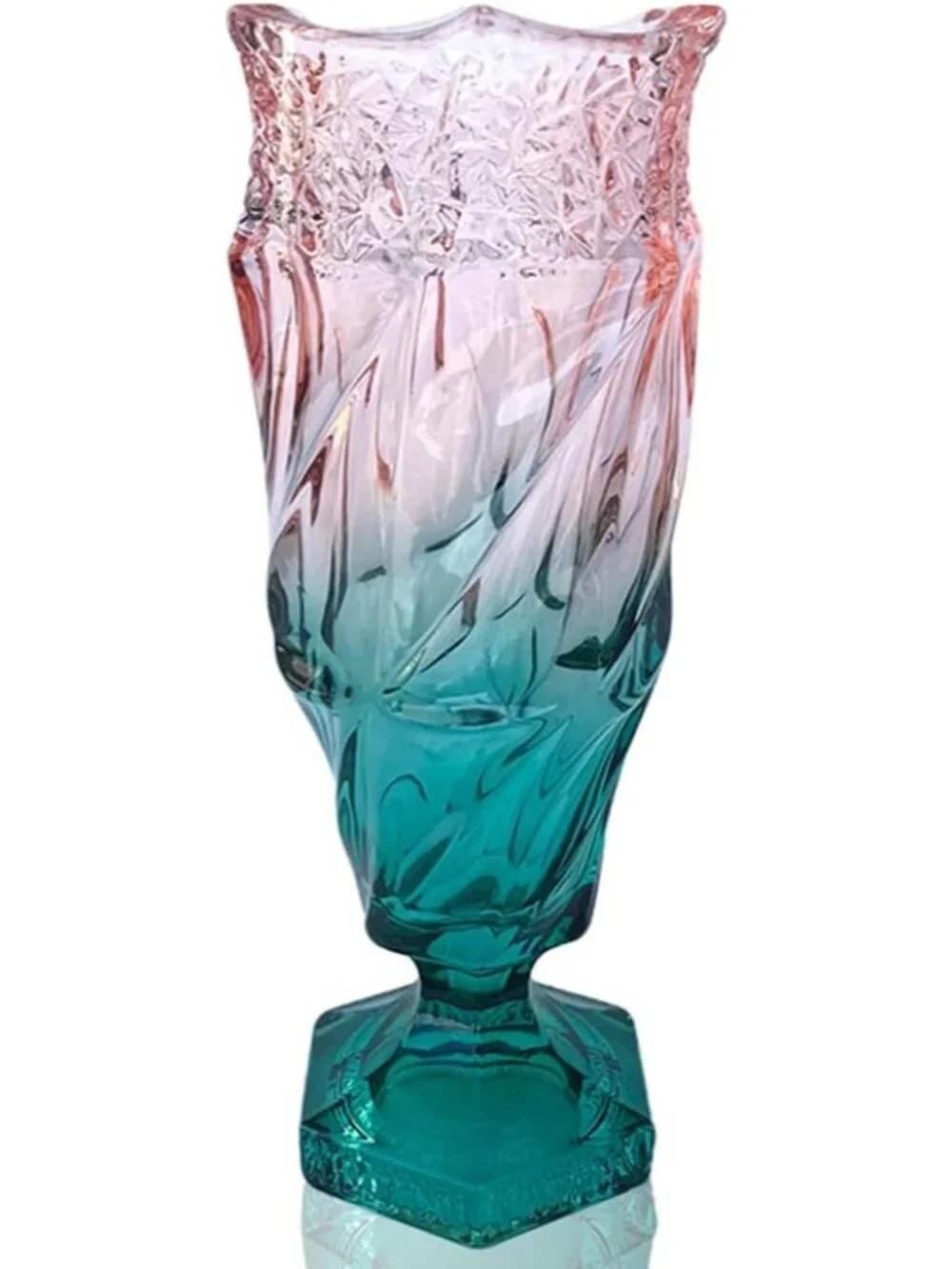 9.5 Inch Green Pink Glass Flower Vase Bohemian Style For Centerpieces Home Dec